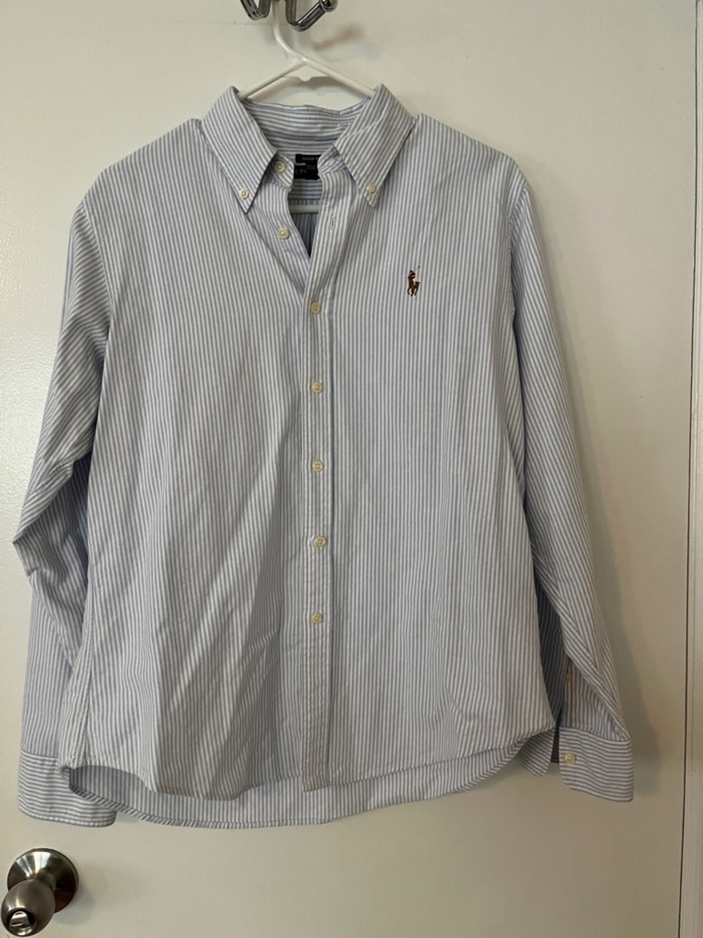 Ralph Lauren classic fit light blue pin striped button down size 12